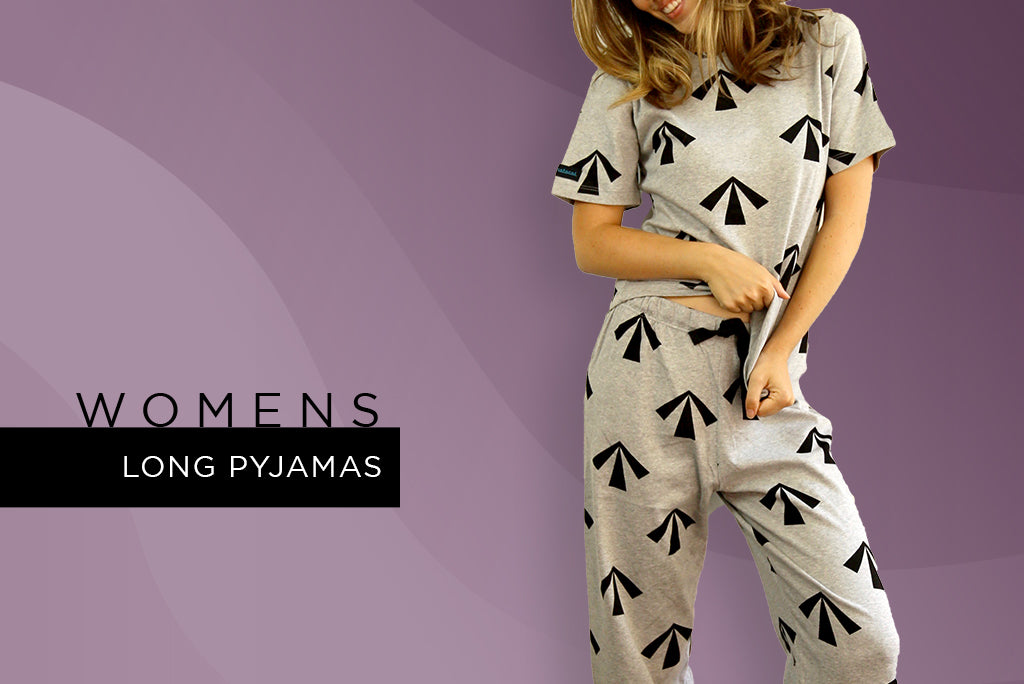 womens long pyjamas - winter the convicted print design