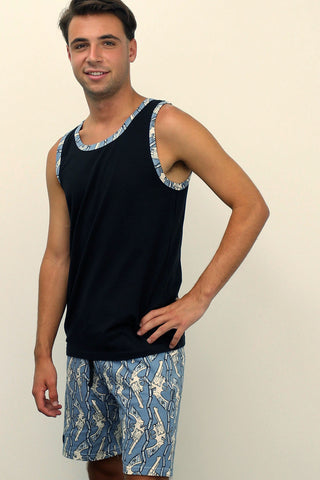 men's pyjama set Guns light blue summer singlet