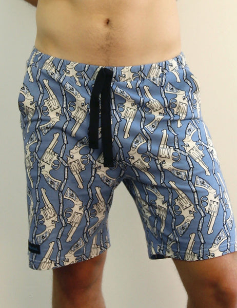 men's pyjama sleep shorts summer 'The .38 Special' light blue