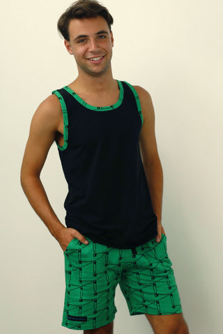 men's pyjama set safety pins green summer