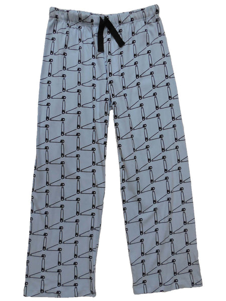 mens & womens pyjama pants 190 gms safety pins blue grey