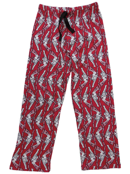 mens & womens pyjama long pants 190 gsm guns red