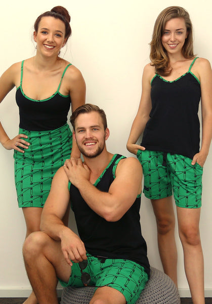 Pyjama Protocol safety pin green with models