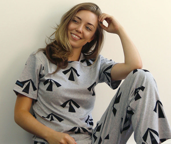 womens pyjama set 190 gsm warm convict arrow grey